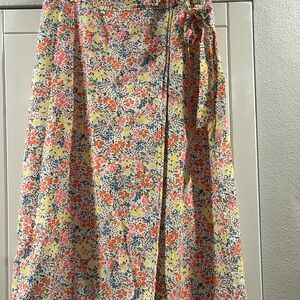 LOFT Pink Wrap Skirt with Tie Front for Casual Resort Wear